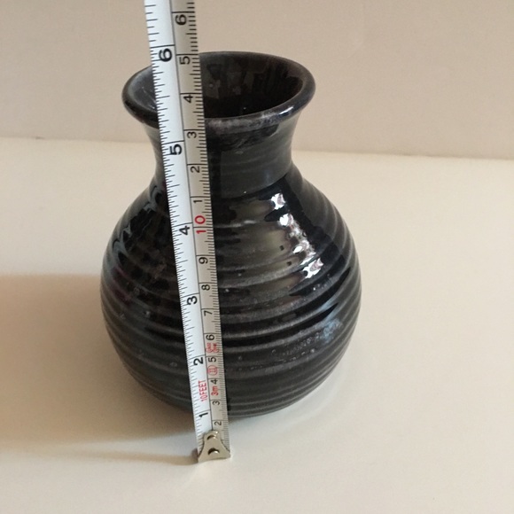 Black Glazed Clay Vase - Picture 8 of 8